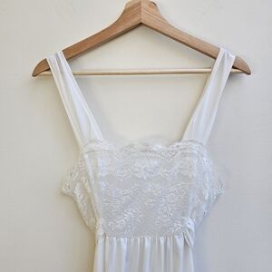 Seamprufe Vintage Gauzy Sheer Nightie, Lace Top and Attached Waist Tie, Size XS